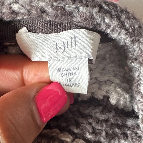 J. Jill Gray and Cream Striped Cardigan - Picture 2 of 7